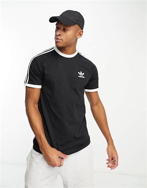 adidas originals schwarzes t-shirt mit drei streifen|adidas 3.